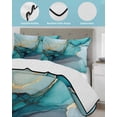 thumbnail image 4 of Quilts Twin XL Size, Teal Ombre Soft Comforter Bedding Set for Bed, Modern Marble Ink Painted Abstract Lightweight Quilted Bedspread with Pillow Cover(2 Pieces) for All Season, 68x98 Inch, 4 of 6