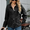 thumbnail image 4 of CENGNIAN Women's Light Wash Shacket Denim Topcoat,Ladies Trendy Oversized Jackets,Womens Long Sleeve Button Down Denim Coats With Pockets,Black,Size XL, 4 of 5