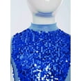 thumbnail image 5 of Doomiva Girls Lyrical Praise Dance Dress Sparky Sequin Sleeveless Asymmetrical Liturgical Worship Tunic Overlay Blue 12, 5 of 7