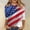 05-Vermilion, variant on 4th of July 3/4 Sleeve Shirt for Women, USA 250th Anniversary Blouse, Women's Fashion Casual Three-quarter Sleeves Printed Tops