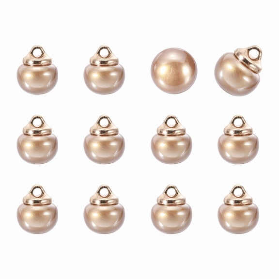 12pcs 16L Round Faux Pearl Buttons 10mm 3/8" Gold Metal Shank Sewing Button Replacement for Sewing Clothing Bridal Wedding Dress DIY Crafts, Champagne