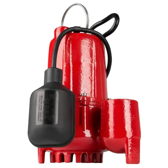 Red Lion RL-SC50T 115 Volts, 1/2 HP, Pompe de Puisard en Fonte de 4300 GPH avec Interrupteur à Flotteur, Cordon de 10 Pi, Rouge, 14942746
