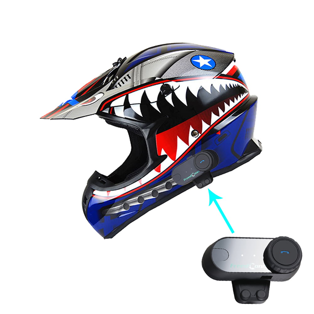 1Storm Adult Motocross Helmet BMX MX ATV Dirt Bike Downhill Mountain Bike  Helmet Racing Style HKY_SC09S + Motorcycle Bluetooth Headset: Shark Red -  Walmart.com