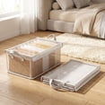 thumbnail image 2 of Back to School Supplies,Foldable Clothes Storage Bin with Clear Lid Waterproof Fabric Organizer Box Stackable Storage Container with Handles for Closet Bedroom, 2 of 7