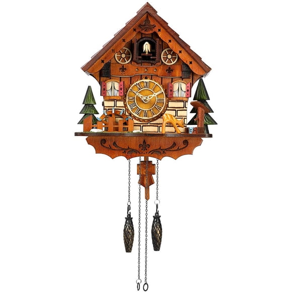 Reloj de cuco Kintrot, decoración de pared tradicional de madera de la Selva Negra