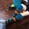 thumbnail image 3 of SPRING PARK Fashion Women Christmas Snow Print Winter Warm Long Leg Warmers Boot Footless Knee High Knit Crochet Socks, 3 of 5