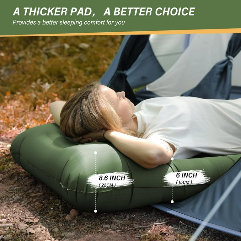 Self-Inflating 6 Inch Thick Camping Sleeping Pad With Built-in Foot Pump - Ultralight For Backpacking