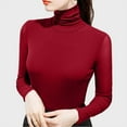 thumbnail image 3 of qucoqpe Women's 2025 Fall Winter Fashion Casual Solid High Neck Long Sleeve Stretchy Slim Knitted Sweater Pullover Tops, 3 of 5