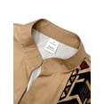 thumbnail image 3 of Men's Retro Shirt Vintage Style Stand Collar Long Sleeve Shirts Fashion Native Pattern Button Blouse Hawaiian Beach Top Khaki A XXL, 3 of 6