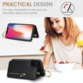 thumbnail image 4 of Allytech Wallet Case for iPhone XR, Card Holder & Zipper Pocket, Finger Grip Ring, Screen & Camera Protection, Luxury PU Leather Kickstand Double Buttons Flip Shockproof Case - Black, 4 of 7