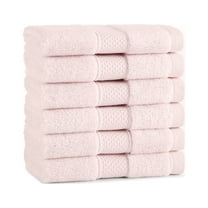 Aston & Arden Egyptian Cotton Washcloths (6 Pack), 13x13, Jaquard Border, Pink