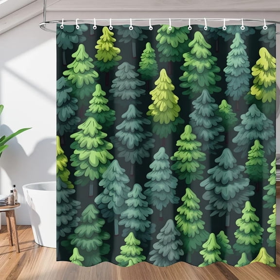 Forest Trees Shower Curtains, Nature Landscape Waterproof Fabric Shower Curtain, Washable Polyester Bath Curtain for Bathroom 36"W X 72"H