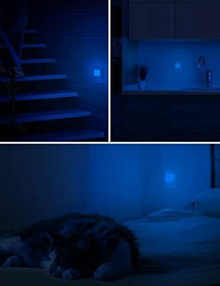 Blue Night Lights Plug into Wall 2-Pack, 0.3W Plug in Night Light, Dusk to Dawn, Bright Nightlight Auto-On/Off, for Adults Kids Room Bedroom Bathroom Hallway Kitchen, Non-Dim