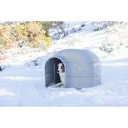 Outback Igloo Dog House, Heavy Duty Durable Plastic, Outdoor Use, Leak-Resistant, Gray, For Dogs up to 90 lbs, Extra Large, 33 L