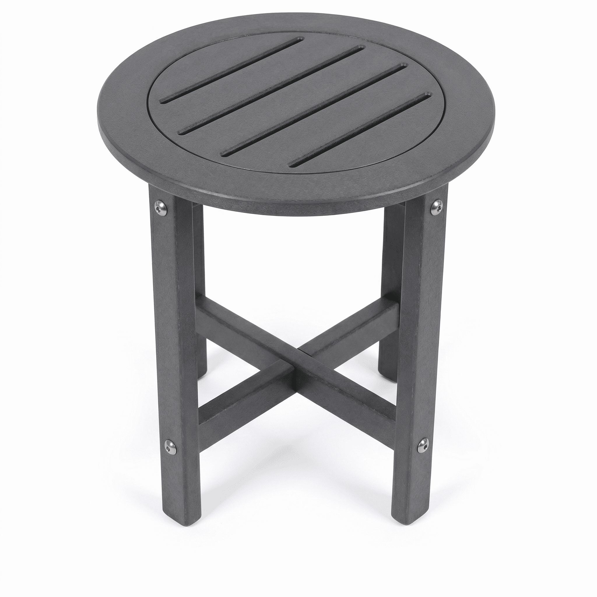 HDPE All-Weather Outdoor Side Table, 18×18×17 Inch Compact Patio End Table, Lightweight Weatherproof Small Side Table for Balcony Porch Pool Backyard