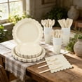 thumbnail image 6 of cpengpj Party Tableware Set 125 Pieces, Beige Disposable Dinnerware with Plates Plates Cups Napkins Cutlery, Serves 25 Guests for Wedding, Birthday Party and Event Gathering, 6 of 6