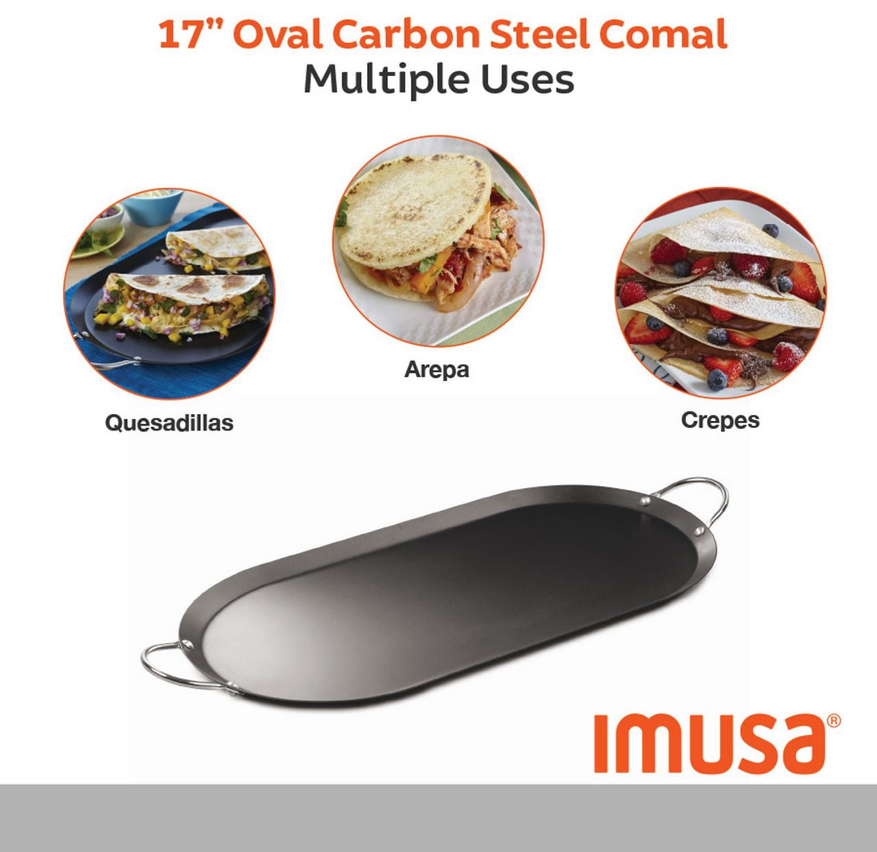 IMUSA 17-in. Carbon Steel Oval Comal with Metal Handles