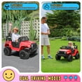 thumbnail image 6 of Funcid 12V 7AH Kids Powered Ride on Truck Car with Parent Remote Control, Bluetooth Music, Spring Suspension, LED Lights - Red, 6 of 10