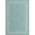 thumbnail image 3 of Unique Loom Outdoor Border Collection Area Rug - Soft Border (6' 1" x 9' Rectangle Aquamarine/Ivory), 3 of 7