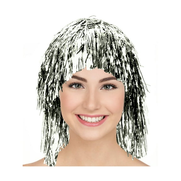 Adult's Silver Tinsel Party Wig Costume Accessory