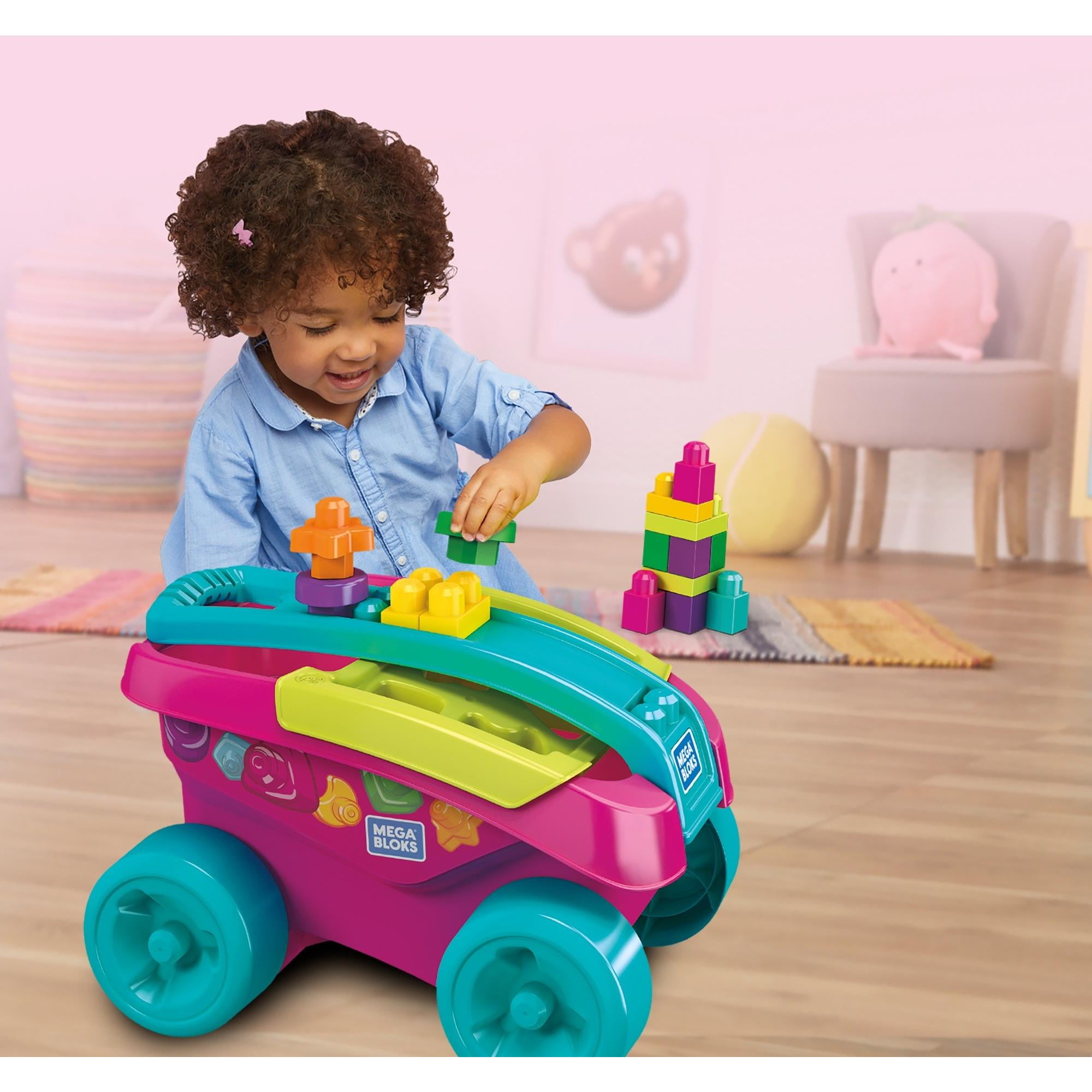mega bloks pull along wagon pink