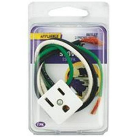 

Jandorf Specialty Hardw Outlet 3 Prong Wht 2 Wire Lead 61017