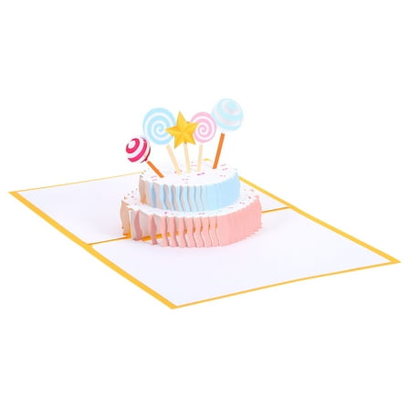Birthday Card, Pop-Out Cake Birthday Card Gift Card Funny Happy Birthday 3D-Lollipop  Sweet with Envelope, Gold