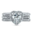 thumbnail image 2 of BERRICLE Sterling Silver Halo Wedding Engagement Rings Heart Shaped Cubic Zirconia CZ Heart Insert Ring Set for Women, Rhodium Plated Size 7.5, 2 of 9