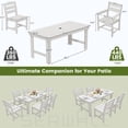 thumbnail image 2 of SERWALL 7-Piece HDPE Outdoor Dining Table Set, All-Weather 67-Inch Patio Table and 6 Armless Chairs for Deck, Lawn or Garden, White, 2 of 7