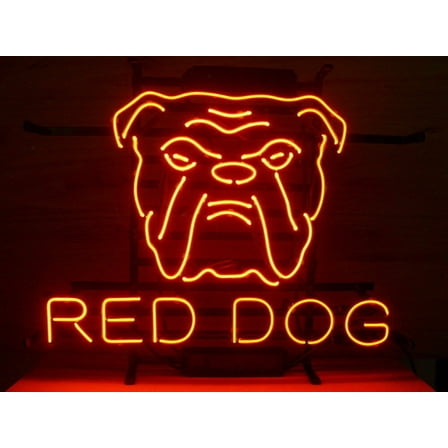 Queen Sense 20"x16" Red Dog Neon Sign Man Cave Handmade Neon Light 120RDBL
