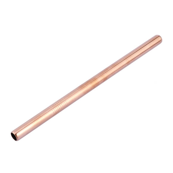 1 pajita de acero inoxidable de 215x12 mm, reutilizable, recta para vasos (oro rosa))