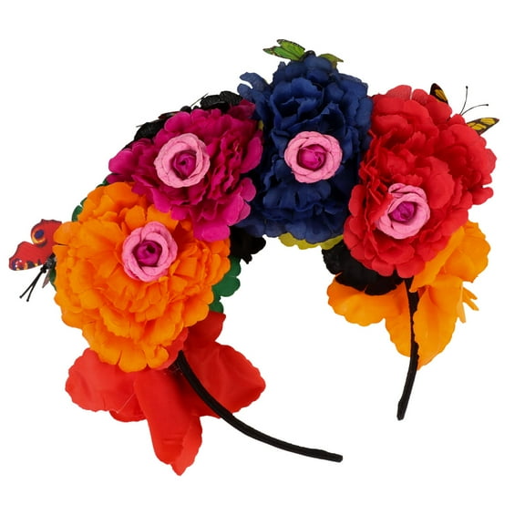 Topbathy Durable Multi Color Rose Flower Crown Headband for Women's Perfect for Costumes and Parties