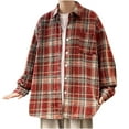 thumbnail image 7 of RongHuan Mens Big and Tall Flannel Plaid Shirts Vintage Button Down Lapel Jacket Regular Fit Thick Shirt Long Sleeve Tops with Pocket, 7 of 7
