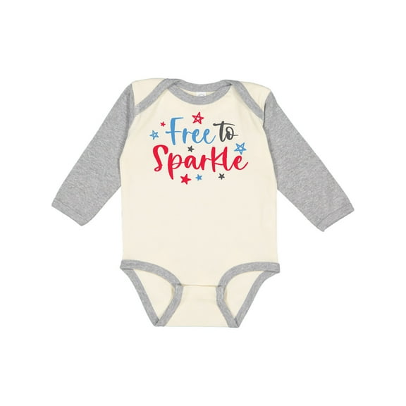 Inktastic 4th of July Free to Sparkle in Red White and Blue Boys or Girls Long Sleeve Baby Bodysuit