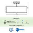 thumbnail image 4 of Kira Home Chloe 15" Gold Semi-Flush Mount Ceiling Light, White Fabric Drum Shade, Hanging, Glass Diffuser, Warm Brass, 4 of 7