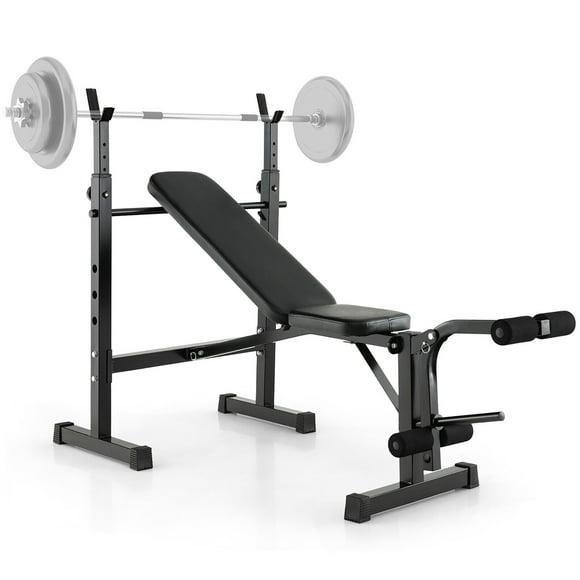 Gymax Adjustable Incline Weight Bench Barbell Rack Set w/ Leg Developer Fitness Machine
