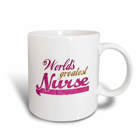 3dRose Worlds Greatest Nurse - Nurses day appreciation gifts for her - hot pink text - Nursing profession - Ceramic Mug, (Best Gifts For Nurses)