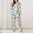 thumbnail image 2 of KLL Floral Strawberr Print Women's Long Sleeve Pajamas with Pants Sleepwear Loungewear 2 Set-X-Large, 2 of 7