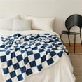 thumbnail image 4 of LAICAIW Checkered Throw Blanket，Checkered Blanket Throw Cute，Throw Blankets Checkerboard Grid Chessboard Gingham Warmer Comfort Plush Reversible Microfiber Cozy Decor for Home Bed Couch (Blue, 60", 4 of 7