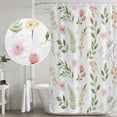 thumbnail image 4 of Pink Green Botanical Shower Curtain Set - Small 36" x 72" Washable Bathtub Curtain with 12 Hooks, Spring Watercolor Floral Leaf Plant Waterproof Fabric Stall Shower Curtains for Bathroom Décor, 4 of 6