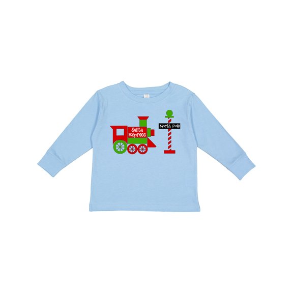 Inktastic Christmas Santa Express Train to the North Pole Boys or Girls Long Sleeve Toddler T-Shirt