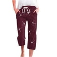 thumbnail image 1 of YDLCAFD Women's Spring And Summer Printed Lace Up Pocket Loose Wide Legged Capris (3), 1 of 4