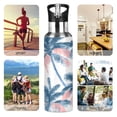 thumbnail image 5 of 600ml Vacuum Insulated Sports Water Bottle with Foldable Straw Stainless Steel Portable Thermos Cup Coral Colors Palm Trees, 5 of 7