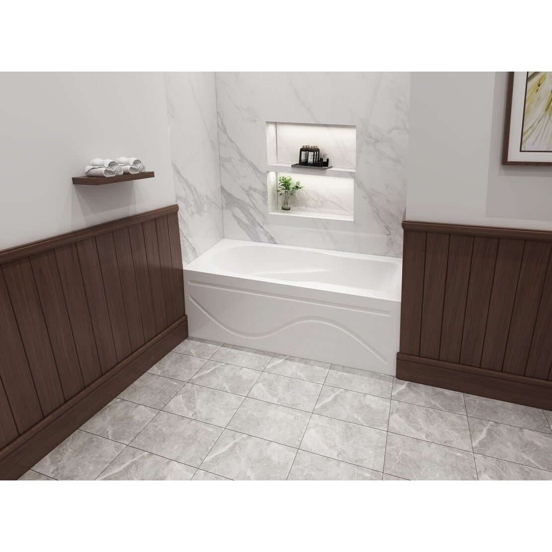 Kingston Brass 60 x 32 inches Acrylic Deep Soak Alcove Bathtub White