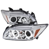 Dual Halo Projector Headlights (Chrome Housing/Clear Lens) Made for and Compatible with 2005-2010 Scion tC