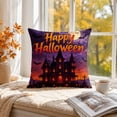 thumbnail image 5 of Sahpxhe Halloween Castle Pillow Covers,18x18in Spooky Bat Pattern Decorative Sofa Cushion Pillow Cases with Hidden Zipper for Halloween Decoration,Living Room Sofa Yellow, 5 of 5