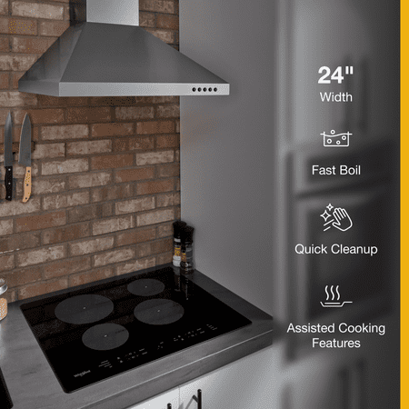 Whirlpool - 24" Built-In Electric Induction Cooktop with 4 Elements with Small Space - Black