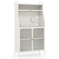 thumbnail image 1 of Patiojoy 5-Tier Metal Baker's Rack Kitchen Pantry Cabinet w/ See-through Flip-up Door Pegboard Adjustable Shelf White, 1 of 8
