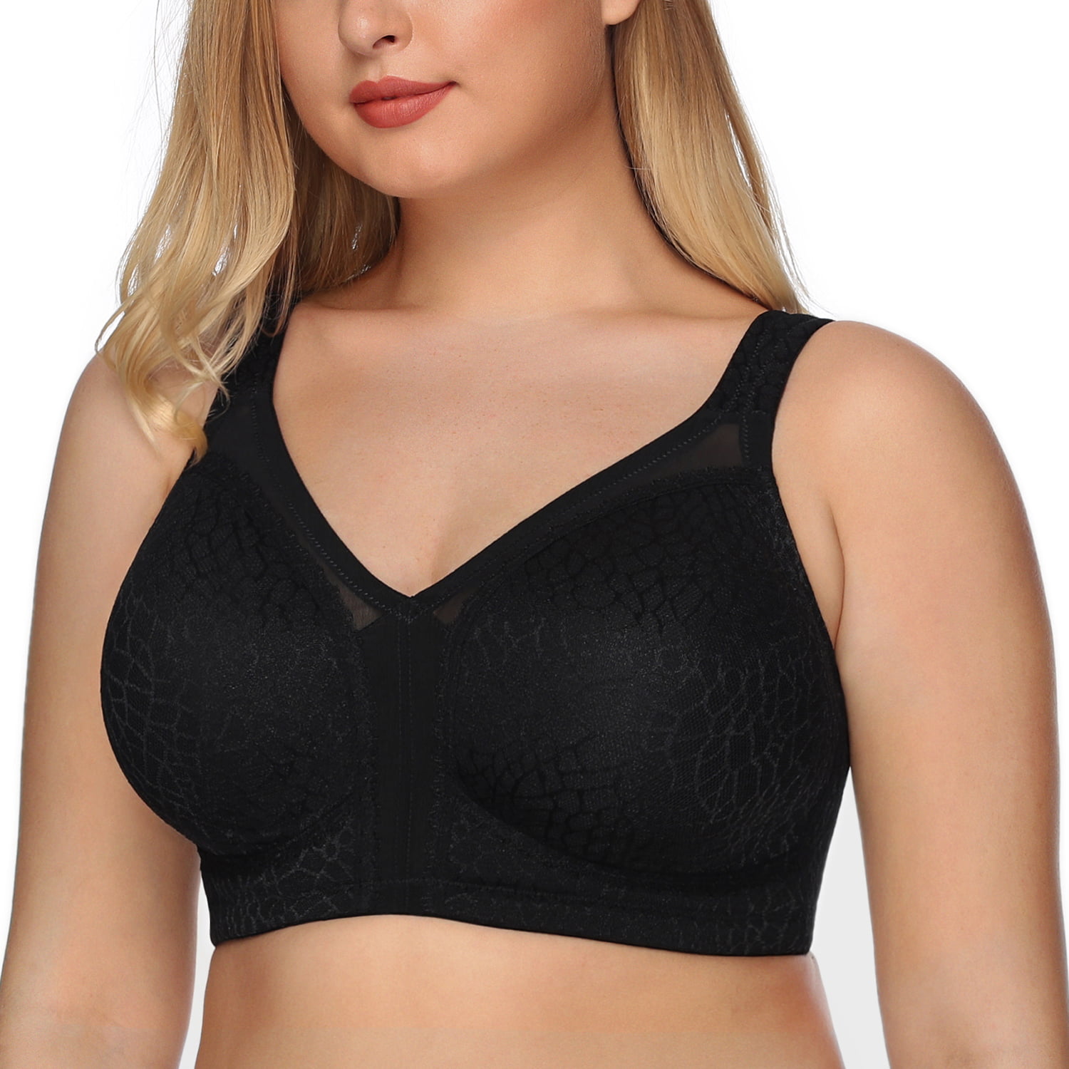 munching turnering Menagerry Exclare Women's Plus Size Comfort Full Coverage Double Support Unpadded  Wirefree Minimizer Bra (44DD, Black) - Walmart.com