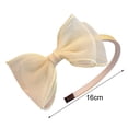 thumbnail image 6 of rygai Lace Trim Heart Decor Shiny Elastic Girls Headband Kids Imitation Pearls Bowknot Decor Hair Hoop Hair Ties,Blue, 6 of 8
